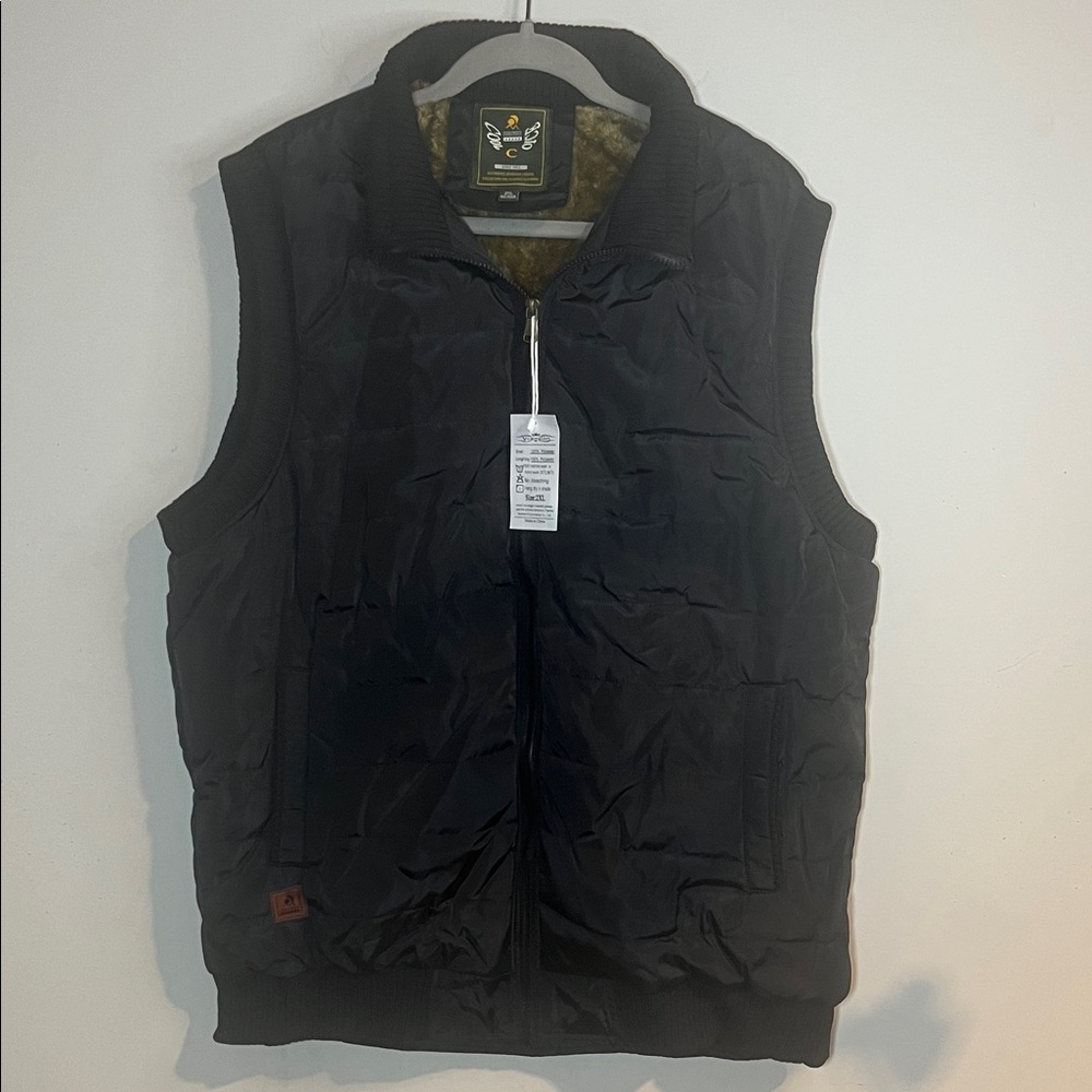 Men's Cool Choice Black Quilted Fur Lined Puffer Vest XXL New NWT